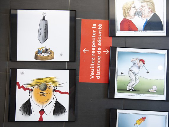 L'exposition, qui s'ouvre mardi, rassemble une cinquantaine de dessins. © KEYSTONE/LAURENT GILLIERON