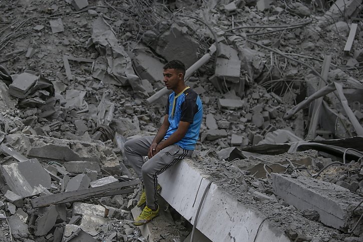 La guerre a provoqué des destructions, ainsi qu'une catastrophe humanitaire dans la bande de Gaza. © KEYSTONE/EPA/MOHAMMED SABER