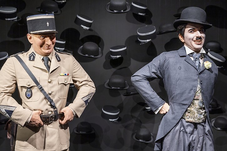 Deux statues de cire attendent les visiteurs au Chaplin's World. © KEYSTONE/CYRIL ZINGARO
