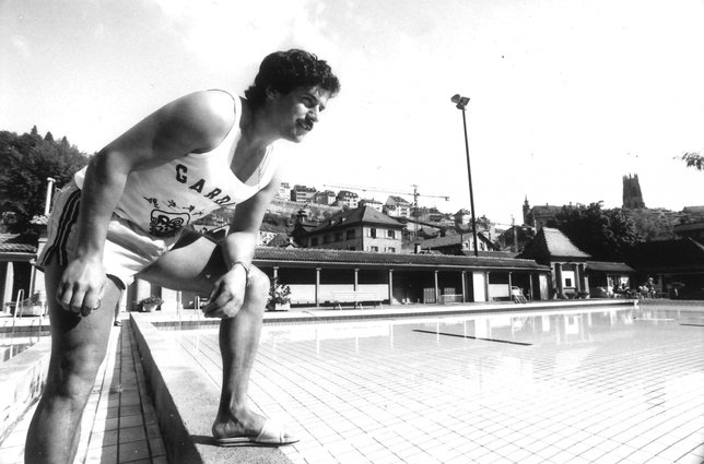 Un gardien de la piscine de la Motta, photographié en 1987. ©Alain Wicht