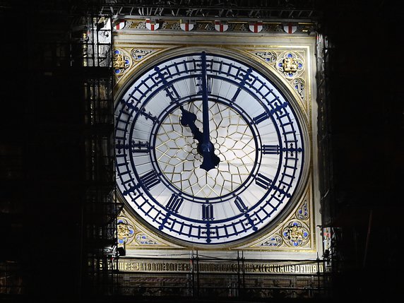 Le Royaume-Uni s'est affranchi jeudi des règles européennes lorsque l'horloge de Big Ben affichait 23h00. © KEYSTONE/EPA/ANDY RAIN