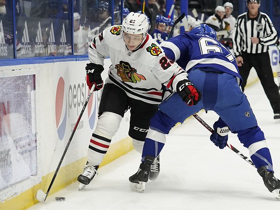 Philipp Kurashev: un premier but en NHL à 21 ans. © KEYSTONE/AP/Chris O'Meara
