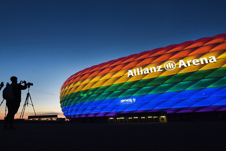 Le stade de Munich ne sera pas éclairé avec les couleurs de l'arc-en-ciel durant le match Allemagne - Hongrie. © KEYSTONE/EPA/TOBIAS HASE
