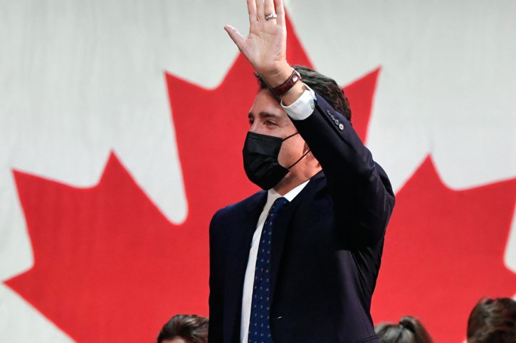 Le premier ministre canadien Justin Trudeau a remporté les élections, sans toutefois parvenir à reconquérir la majorité. © KEYSTONE/EPA/ERIC BOLTE