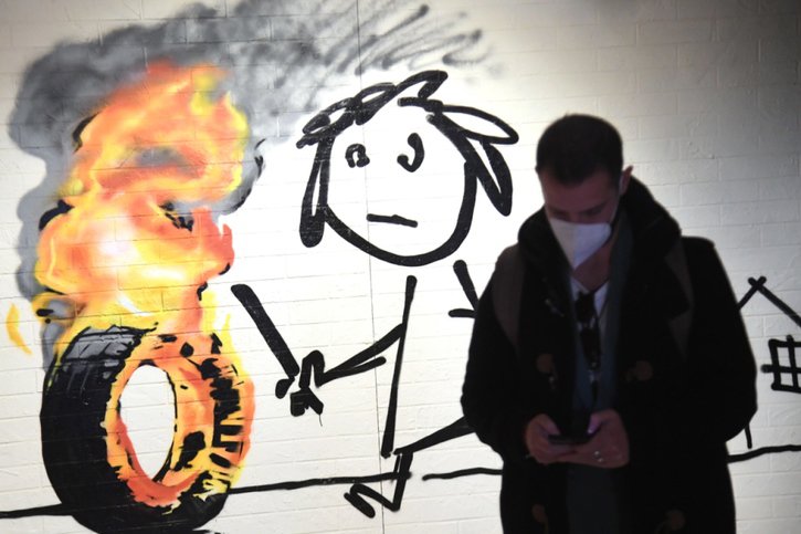 L'art de Banksy à Milan. © KEYSTONE/EPA/DANIEL DAL ZENNARO