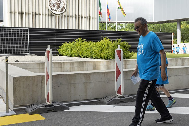 Le directeur général de l'Organisation mondiale de la santé (OMS) Tedros Adhanom Ghebreyesus était le seul candidat à sa succession pour piloter l'institution établie à Genève. © lKEYSTONE/SALVATORE DI NOLFI
