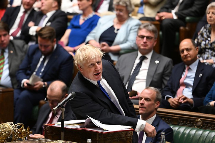 La séance hebdomadaire de questions à la Chambre avait été particulièrement houleuse pour M. Johnson, avec de nouveaux appels à la démission dans son propre camp. © KEYSTONE/AP/Jessica Taylor